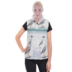 Beach Heron Bird Women s Button Up Vest by TheLazyPineapple