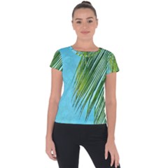 Tropical Palm Short Sleeve Sports Top 