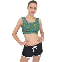 Sun In  The Soft Rainfall Nature Is Blooming V-back Sports Bra by pepitasart