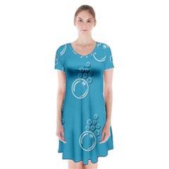 Bubble Group Pattern Abstract Short Sleeve V-neck Flare Dress