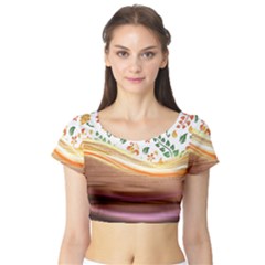 Floral Background Abstract Pattern Short Sleeve Crop Top