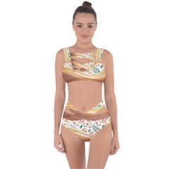 Floral Background Abstract Pattern Bandaged Up Bikini Set 