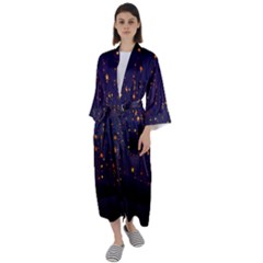 Christmas Background Star Maxi Satin Kimono by Vaneshart