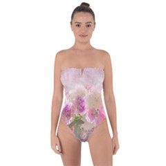 Nature Landscape Flowers Peonie Tie Back One Piece Swimsuit by Vaneshart