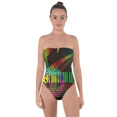 Music Piano Treble Clef Clef Tie Back One Piece Swimsuit