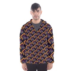 Abstract Orange Geometric Pattern Men s Hooded Windbreaker