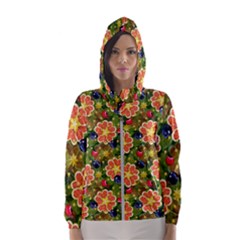 Fruit Star Blueberry Cherry Leaf Women s Hooded Windbreaker