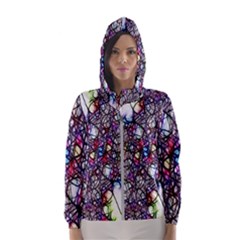 Web Network Abstract Connection Women s Hooded Windbreaker