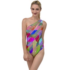 Multicolored Party Geo Design Print To One Side Swimsuit by dflcprintsclothing