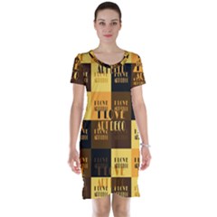 I Love Art Deco Typographic Motif Collage Print Short Sleeve Nightdress by dflcprintsclothing