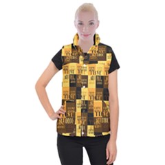 I Love Art Deco Typographic Motif Collage Print Women s Button Up Vest by dflcprintsclothing