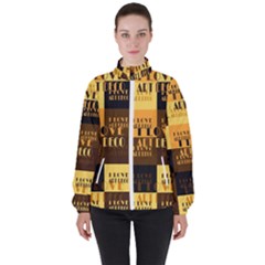 I Love Art Deco Typographic Motif Collage Print Women s High Neck Windbreaker by dflcprintsclothing