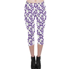 Cute Flowers - Imperial Purple Capri Leggings  by FashionBoulevard