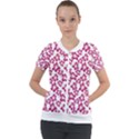 Cute Flowers - Peacock Pink White Short Sleeve Zip Up Jacket View1