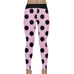 Polka Dots - Black On Blush Pink Classic Yoga Leggings by FashionBoulevard