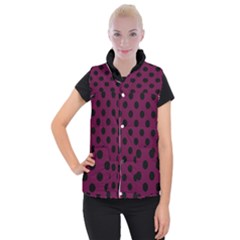 Polka Dots - Black On Boysenberry Purple Women s Button Up Vest by FashionBoulevard