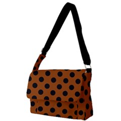 Polka Dots - Black On Burnt Orange Full Print Messenger Bag (l) by FashionBoulevard