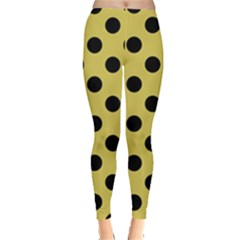 Polka Dots Black On Ceylon Yellow Leggings  by FashionBoulevard