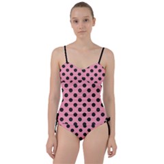 Polka Dots Black On Flamingo Pink Sweetheart Tankini Set by FashionBoulevard