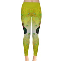 Birds And Sunshine With A Big Bottle Peace And Love Leggings  by pepitasart