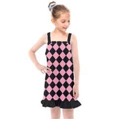 Block Fiesta Black And Flamingo Pink Kids  Overall Dress by FashionBoulevard