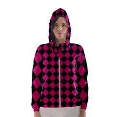 Block Fiesta Black And Peacock Pink Women s Hooded Windbreaker by FashionBoulevard