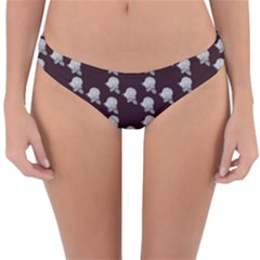 White Rose In Maroon Reversible Hipster Bikini Bottoms