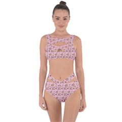 Robin Art Pink Pattern Bandaged Up Bikini Set 