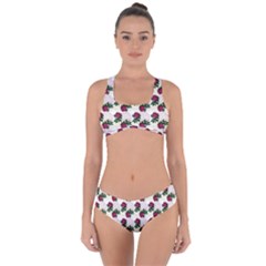 Doily Rose Pattern White Criss Cross Bikini Set