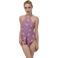 Green Elephant Pattern Mauve Go With The Flow One Piece Swimsuit by snowwhitegirl