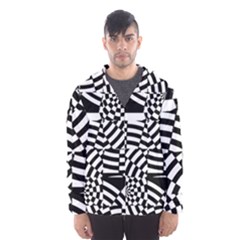 Black And White Crazy Pattern Men s Hooded Windbreaker by Sobalvarro