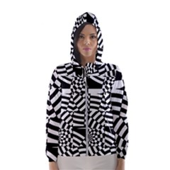 Black And White Crazy Pattern Women s Hooded Windbreaker by Sobalvarro