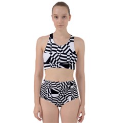 Black And White Crazy Pattern Racer Back Bikini Set by Sobalvarro