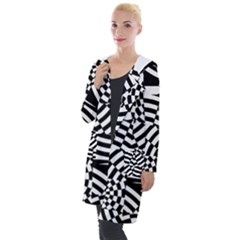 Black And White Crazy Pattern Hooded Pocket Cardigan by Sobalvarro