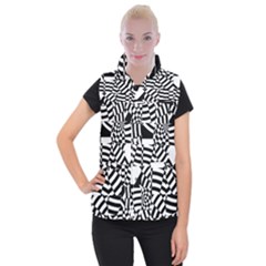 Black And White Crazy Pattern Women s Button Up Vest by Sobalvarro