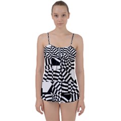 Black And White Crazy Pattern Babydoll Tankini Set by Sobalvarro