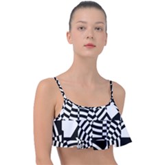 Black And White Crazy Pattern Frill Bikini Top by Sobalvarro