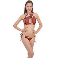 Sophie Taeuber Arp, Composition À Motifs D arceaux Ou Composition Horizontale Verticale Cross Front Halter Bikini Set by Sobalvarro