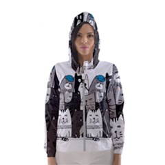 Cute Cat Hand Drawn Cartoon Style Women s Hooded Windbreaker