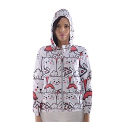 Cute Cat Chef Cooking Seamless Pattern Cartoon Women s Hooded Windbreaker