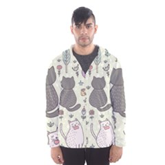 Funny Cartoon Cats Seamless Pattern  Men s Hooded Windbreaker