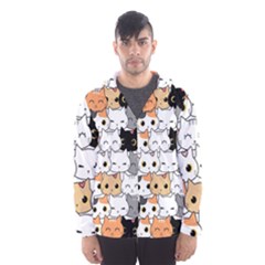 Cute Cat Kitten Cartoon Doodle Seamless Pattern Men s Hooded Windbreaker by Vaneshart