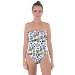 Everyday Things Pattern Tie Back One Piece Swimsuit