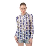 Blue White Seahorses Long Sleeve Chiffon Top Long Sleeve Chiffon Shirt