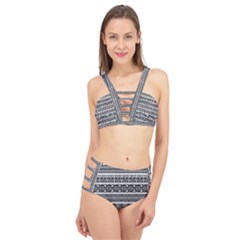 Borders Ikat Ethnic Frame Tribal Cage Up Bikini Set by Wegoenart