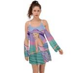 Palm Beach Purple  Kimono Sleeves Womens Boho Dress