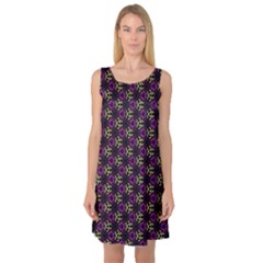 Wallpaper Floral Pattern Purple Sleeveless Satin Nightdress by Wegoenart