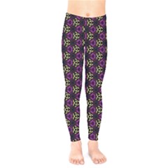 Wallpaper Floral Pattern Purple Kids  Leggings by Wegoenart