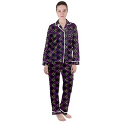 Wallpaper Floral Pattern Purple Satin Long Sleeve Pyjamas Set by Wegoenart