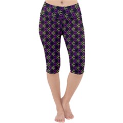 Wallpaper Floral Pattern Purple Lightweight Velour Cropped Yoga Leggings by Wegoenart